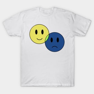 Yellow and Blue - Smile and Frown T-Shirt